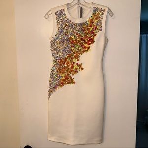 Clover Canyon White Dress with Colorful Sequin Details